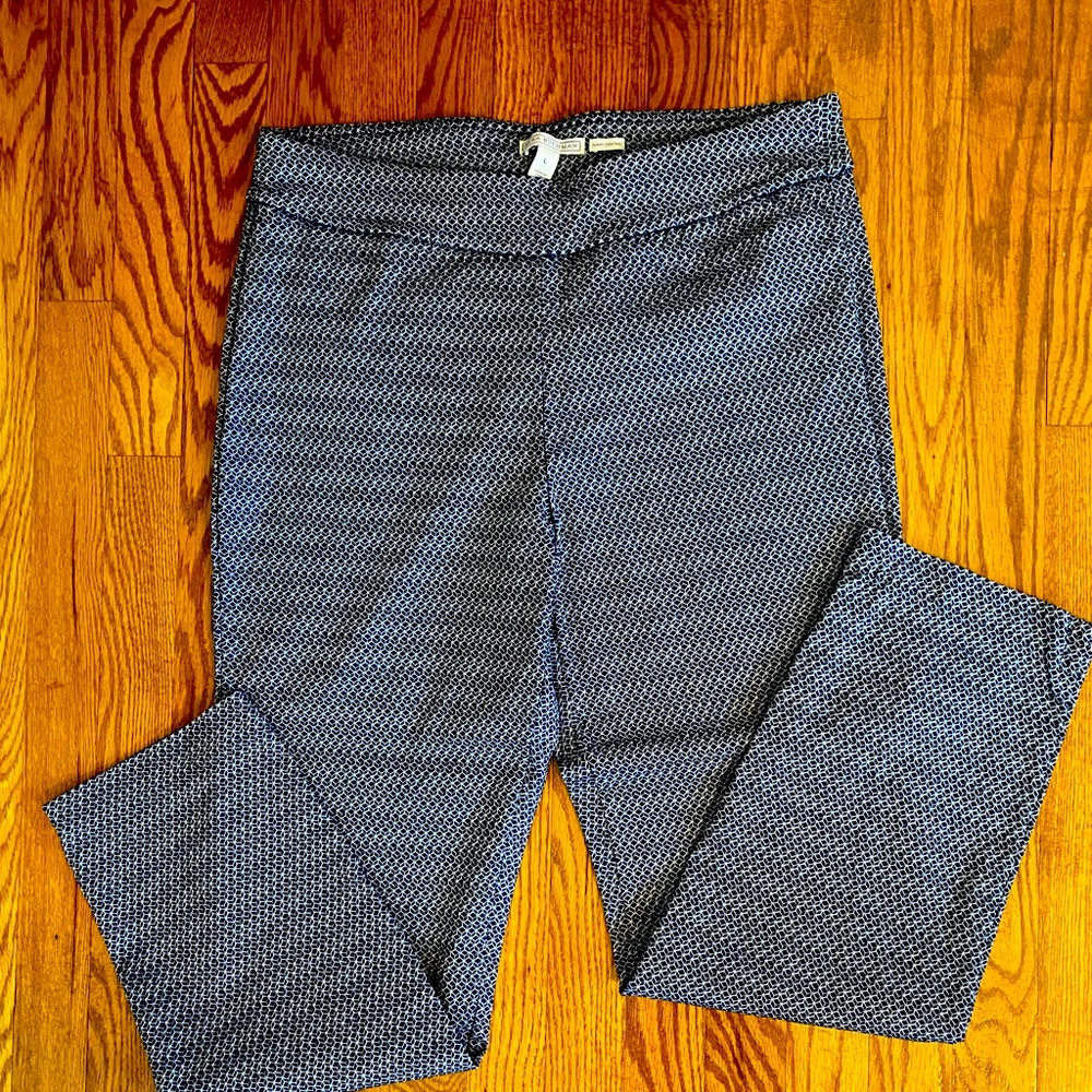 Dana Buchman Navy Trousers With White Design, Like New, Size Large